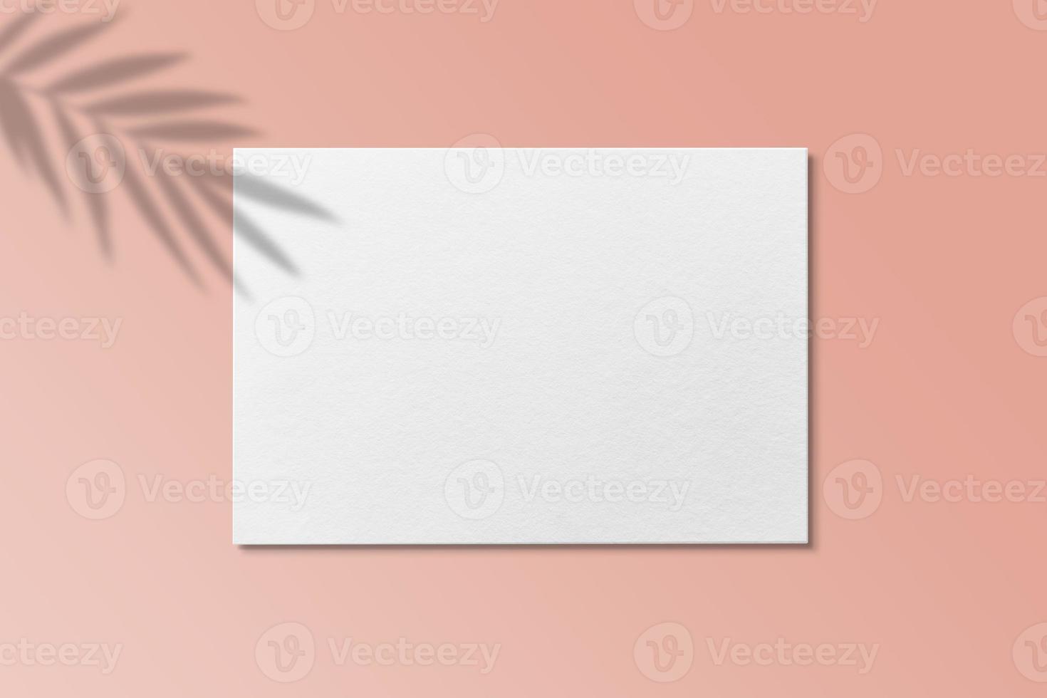 Square Paper Mockup with realistic shadows overlays leaf. Shadow Of A Tropical Plant. Template Flyer, Poster, blank, social media post, logo template in a trendy style photo