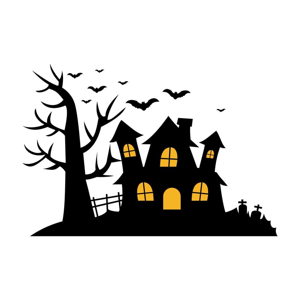 castillo halloween silueta vector