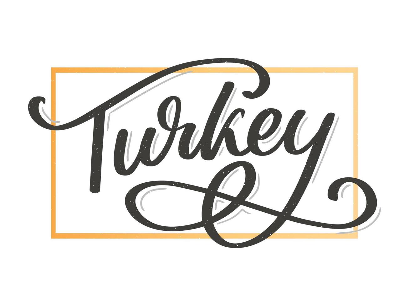 Turkey Lettering. Handwritten name of the country. Vector design template.