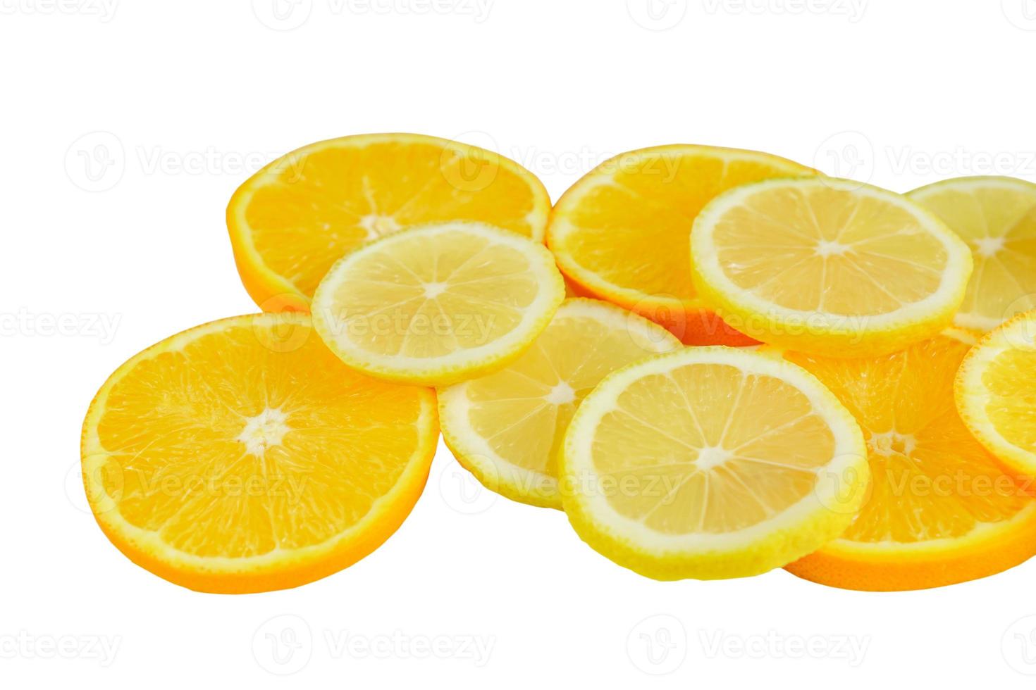 citrus slice, oranges and lemons isolated on white background, clipping