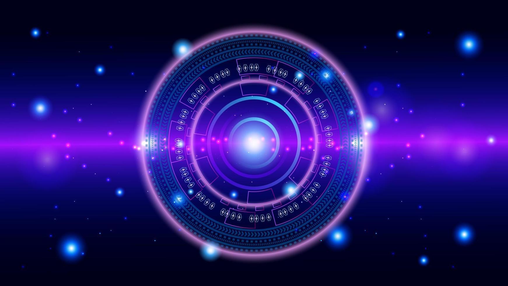 UI Hi-tec interface blue abstract digital technology with glowing particles, vector illustration