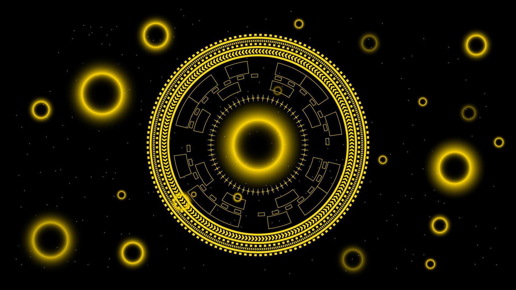 UI Hi-tec interface black and gold abstract digital technology with glowing particles, vector illustration