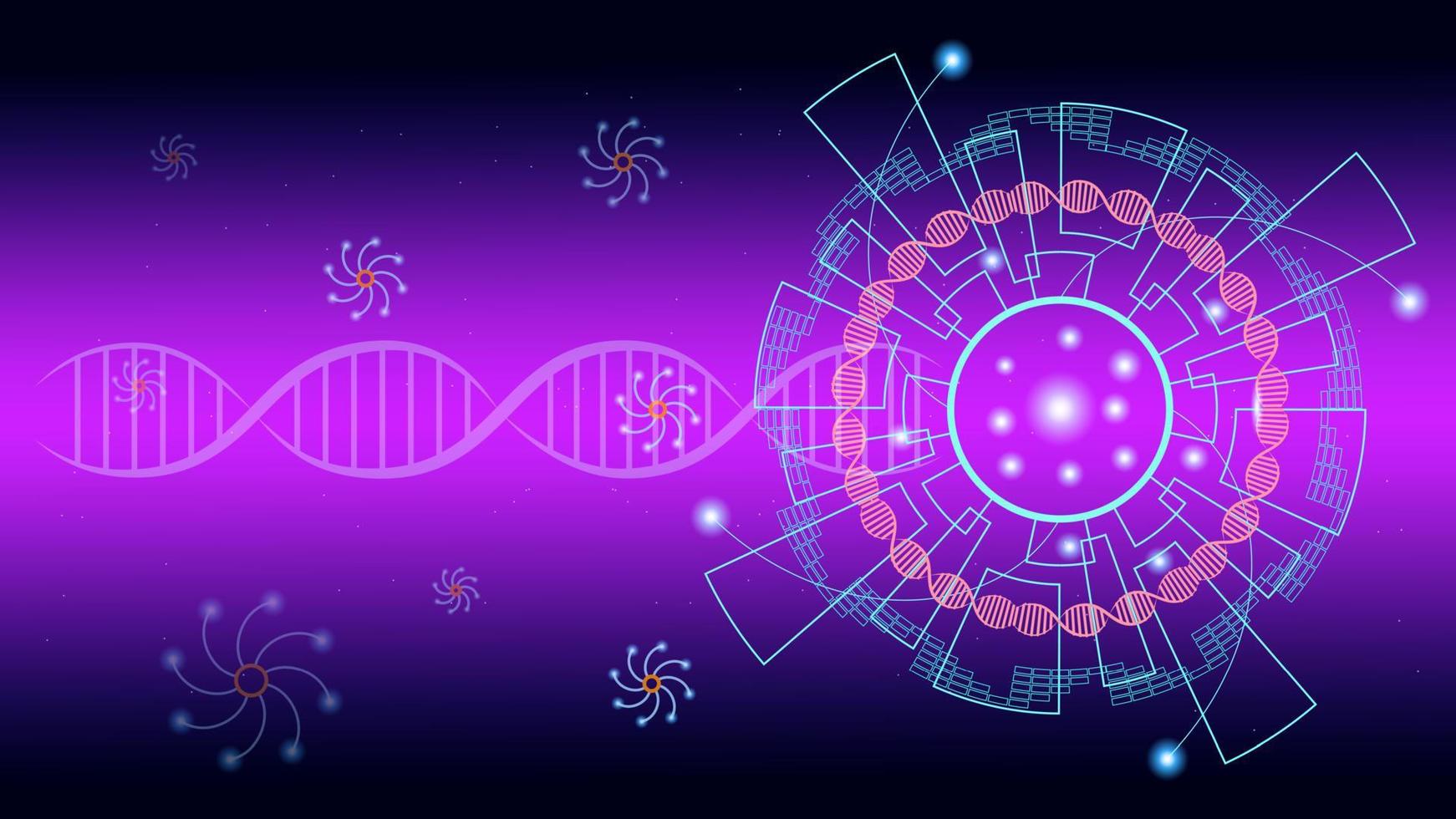 moléculas de adn para interfaz de alta tecnología, tecnología de comunicación abstracta y líneas y puntos, ilustración vectorial vector