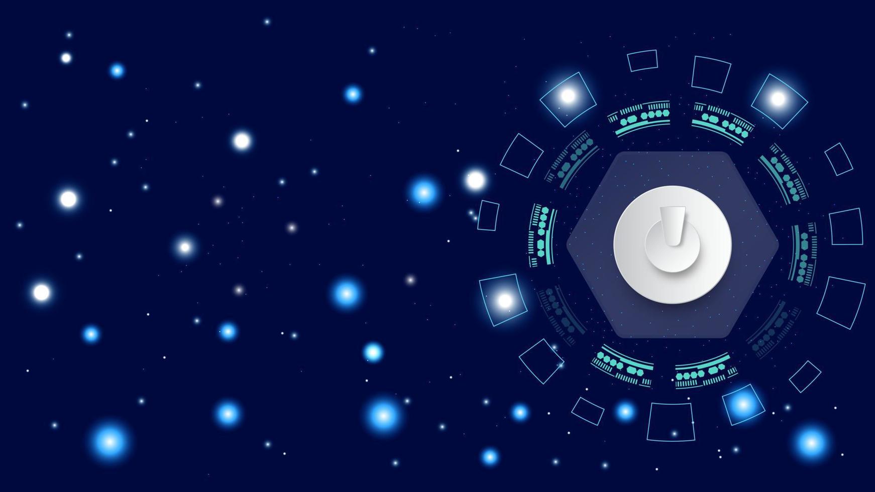 UI Hi-tec interface blue abstract digital technology with glowing particles, vector illustration