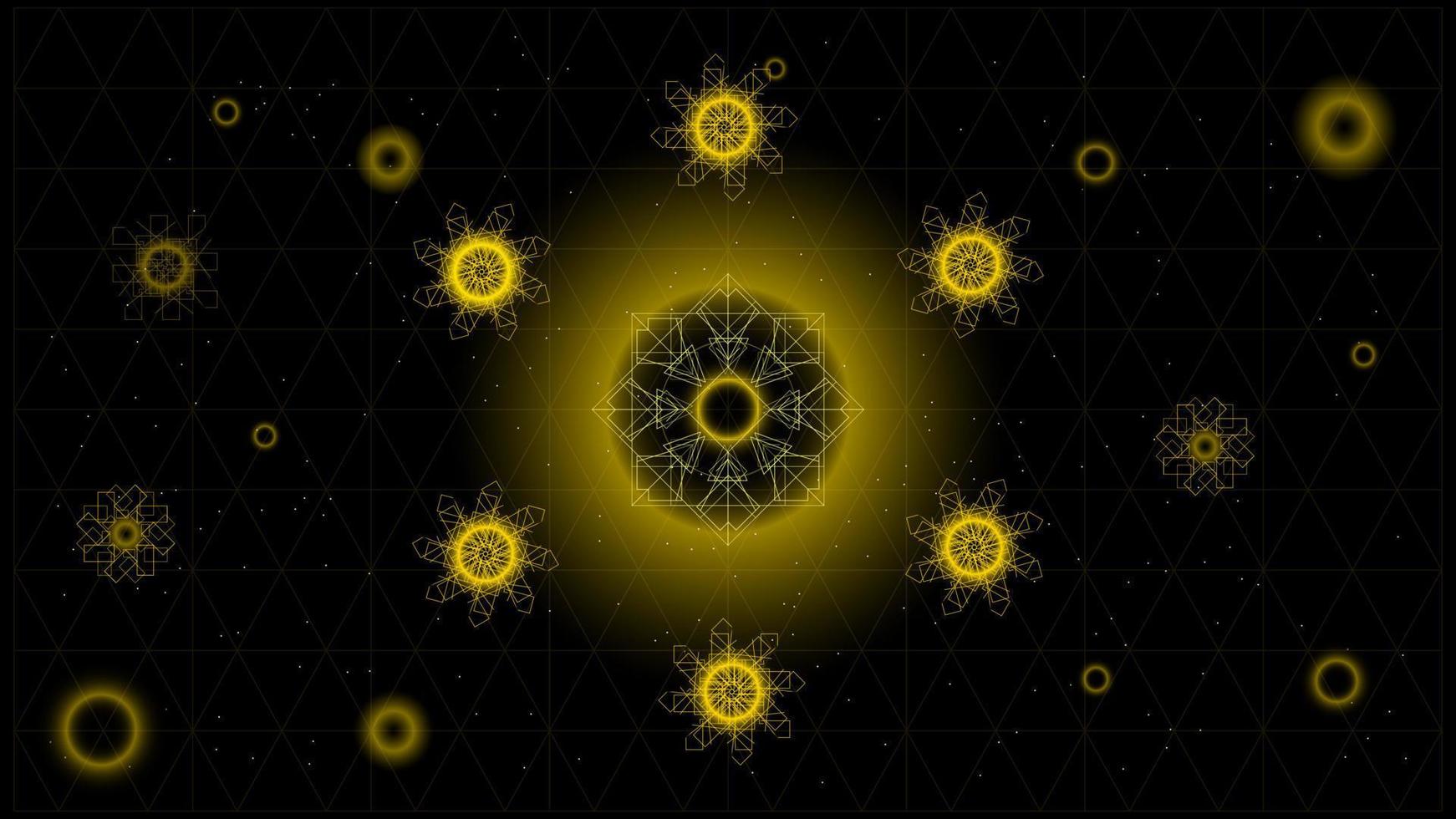 UI Hi-tec interface black and gold abstract digital technology with glowing particles, vector illustration