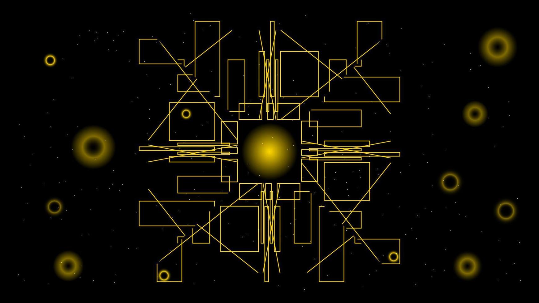 UI Hi-tec interface black and gold abstract digital technology with glowing particles, vector illustration