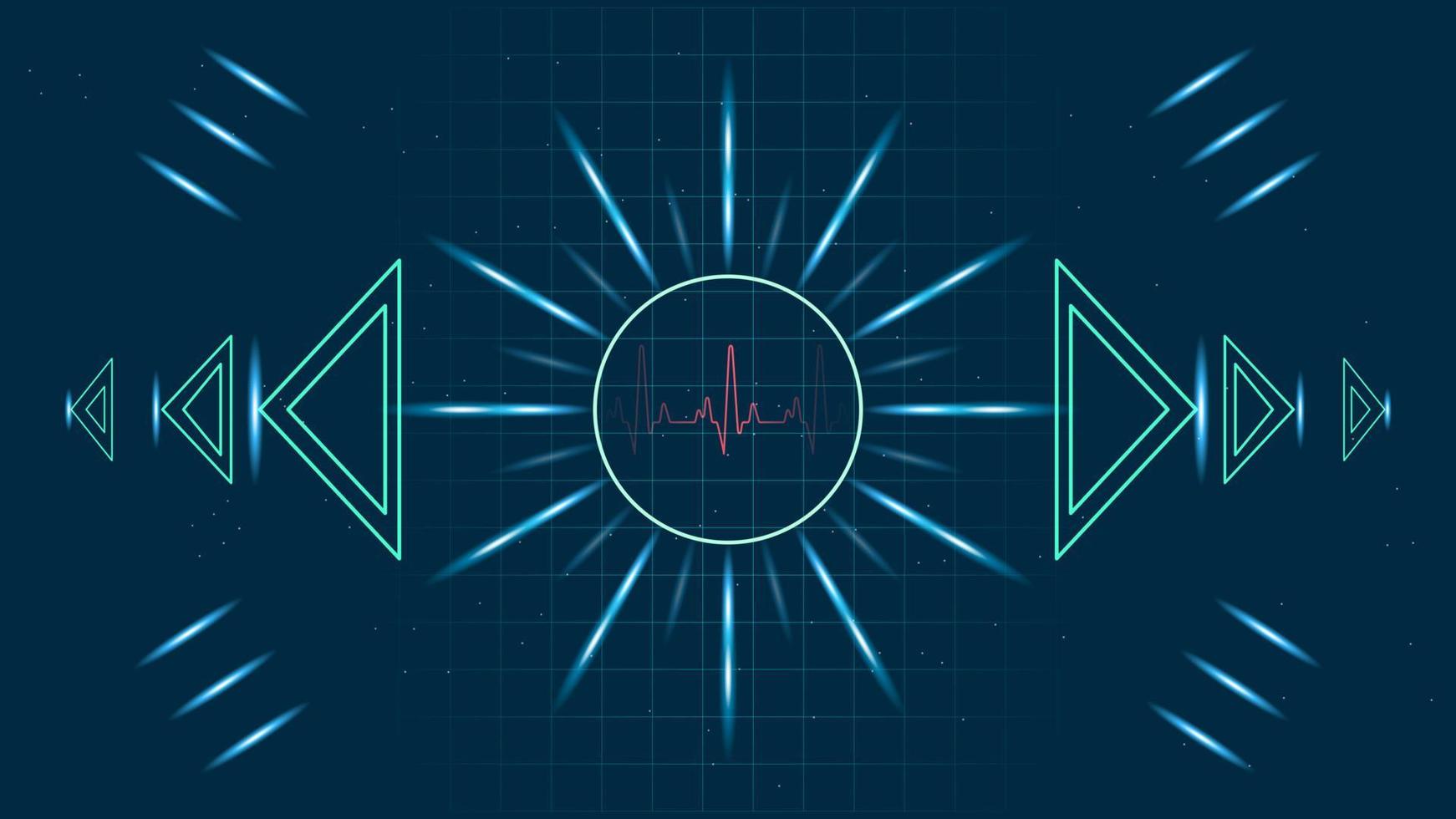 Heart pulse or ekg in monitor for UI Hi-tec interface blue digital technology with glowing particles ,vector illustration vector