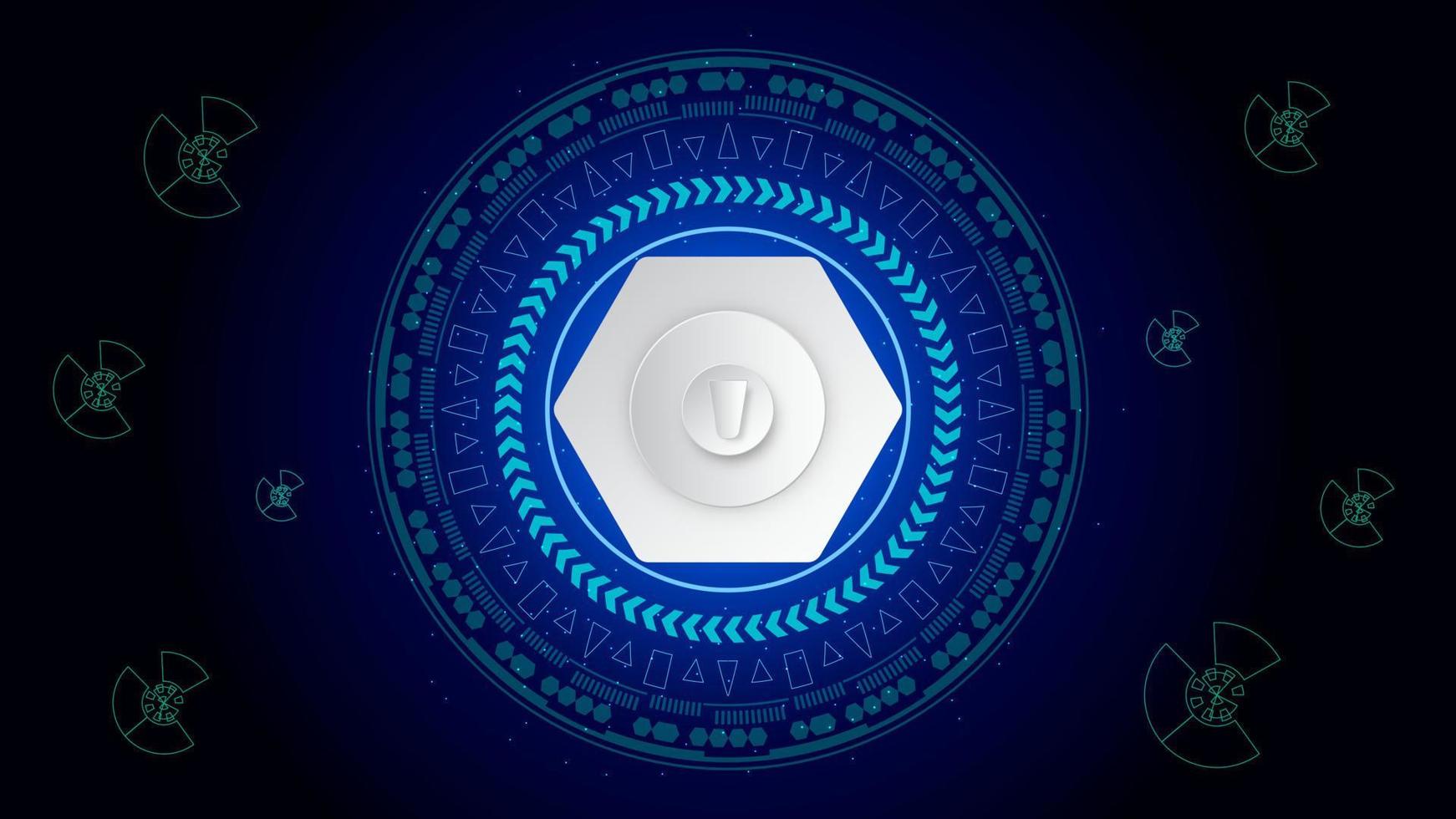 UI Hi-tec interface blue abstract digital technology with glowing particles, vector illustration