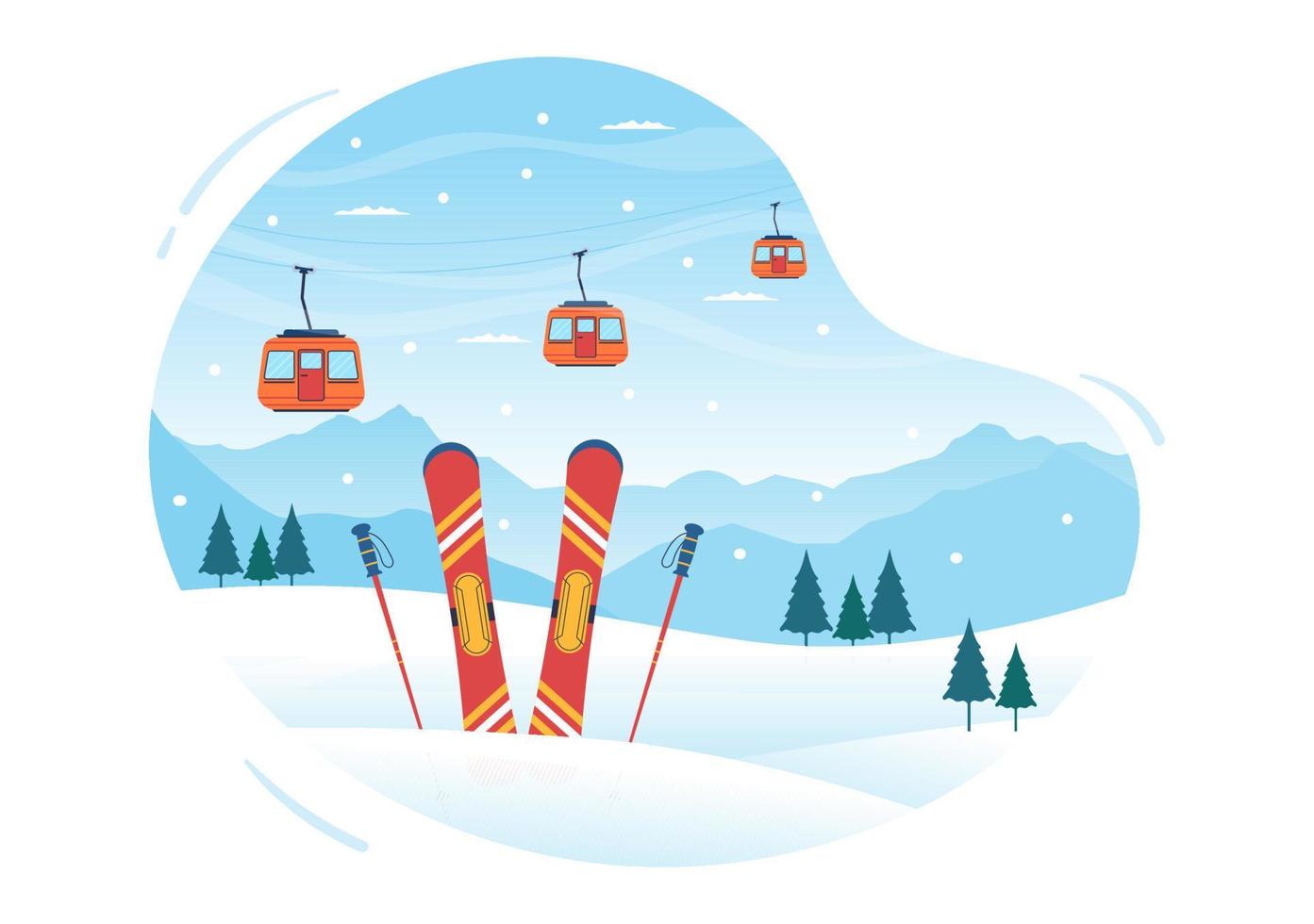 snowboard dibujado a mano ilustración plana de dibujos animados de personas en traje de invierno deslizándose y saltando con tablas de snowboard en laderas o laderas de montañas nevadas vector