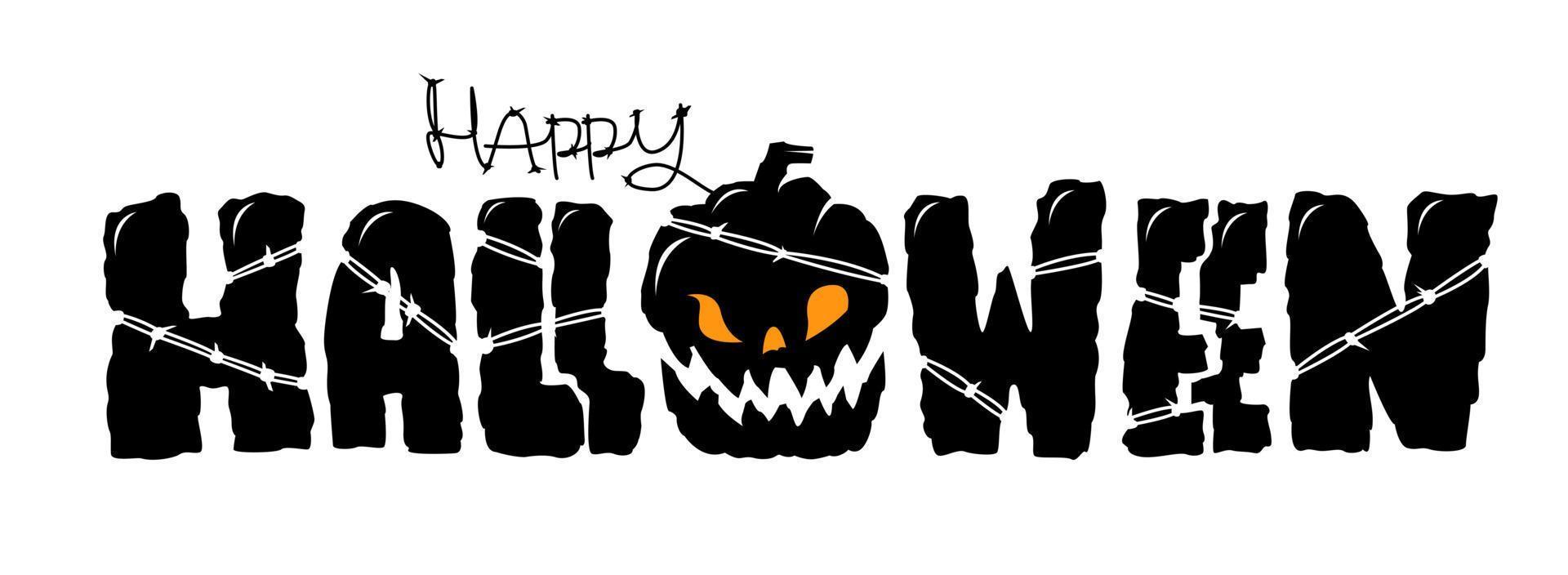 banner de texto feliz halloween vector