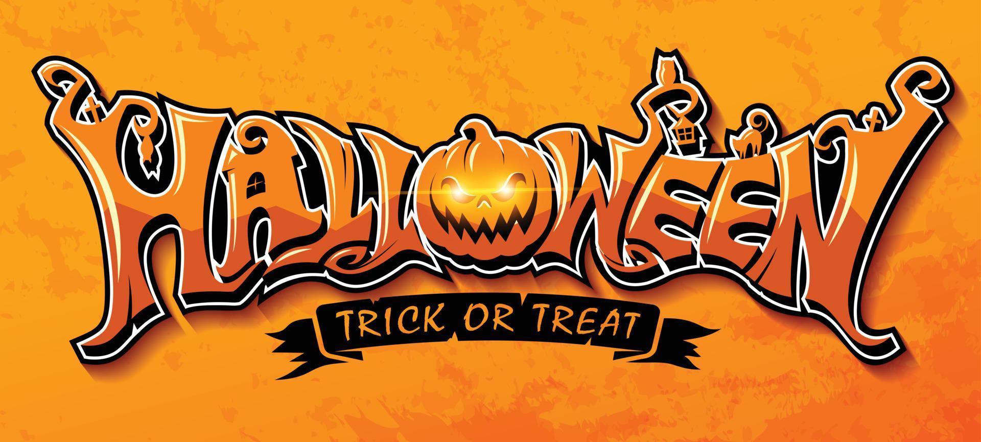 Happy Halloween Text Banner, Vector