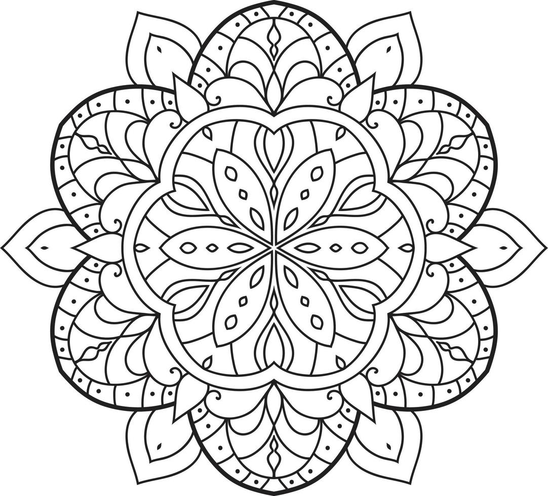 Black Outline Flower Mandala Pro Vector