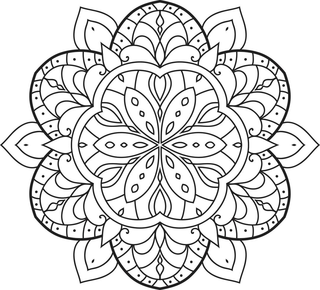 Black Outline Flower Mandala Pro Vector