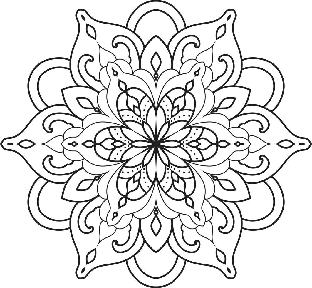 Black Outline Flower Mandala Pro Vector