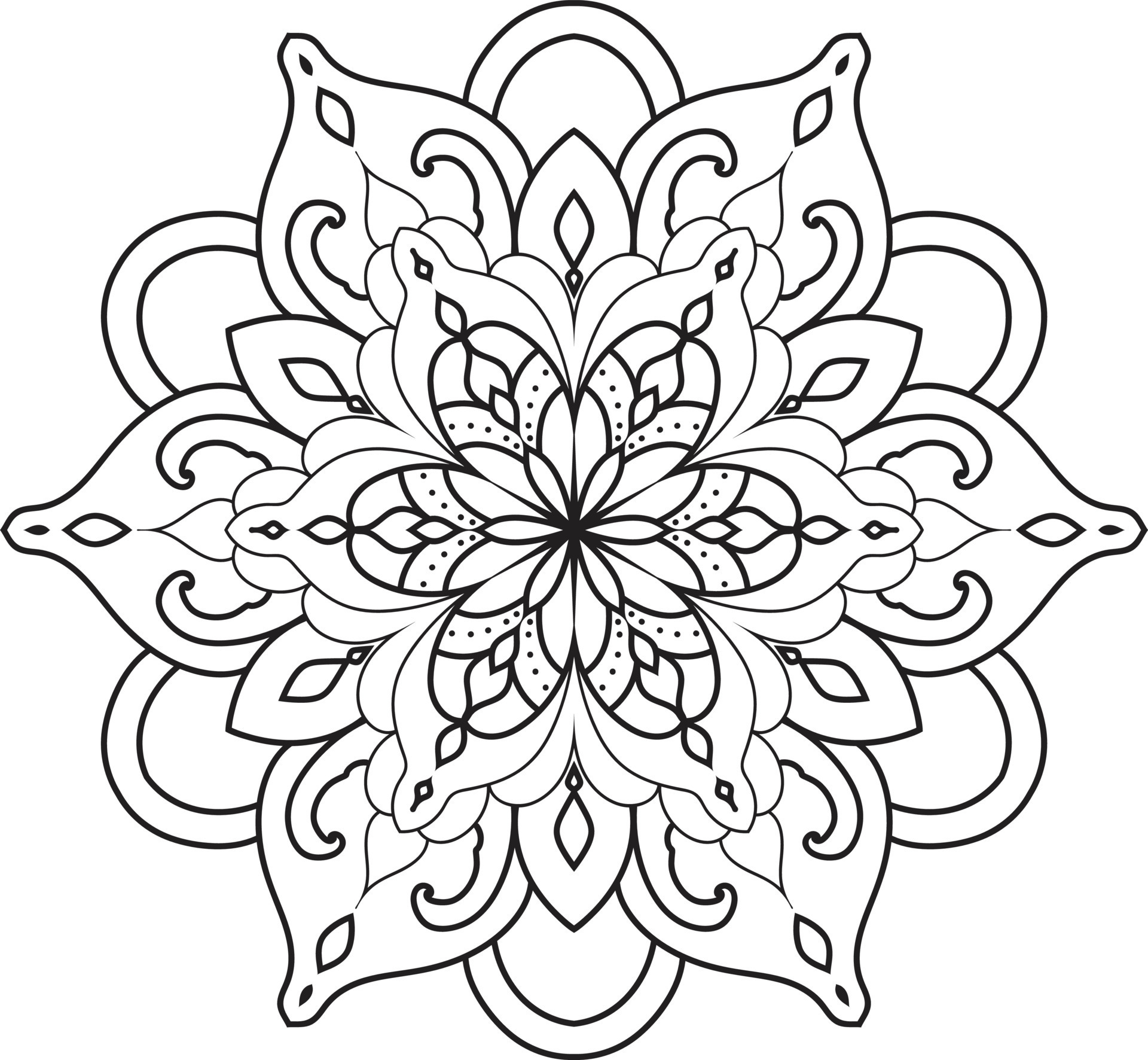 Black Outline Flower Mandala Pro Vector 10599504 Vector Art at Vecteezy