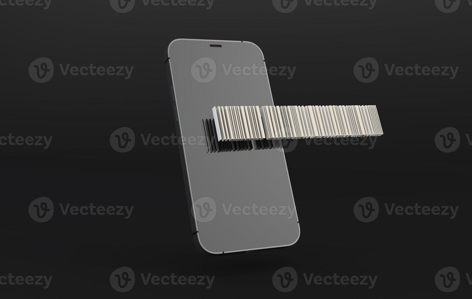 3d barcode and smartphone on dark background photo