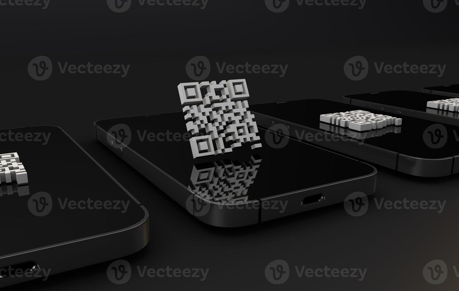 código qr y teléfono inteligente. renderizado 3d foto