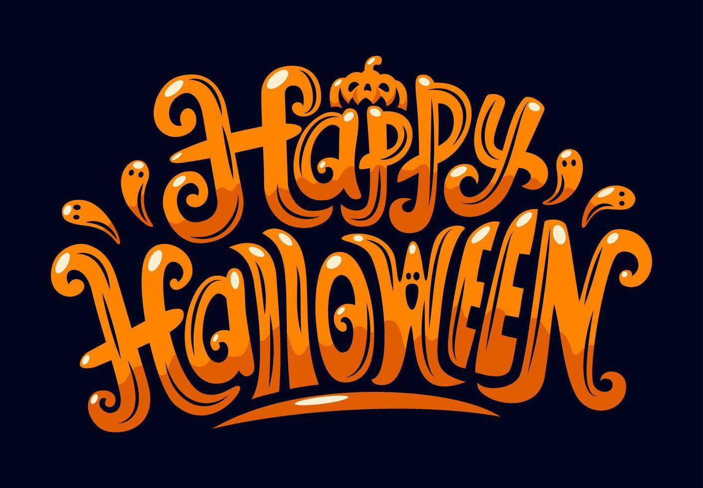 Happy Halloween Text Design, Vector