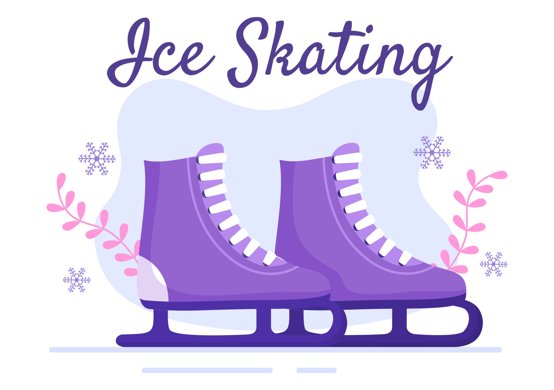 Ice Skating Hand Drawn Cartoon Flat Illustration of Winter Fun Outdoors Sport Activities on Ice