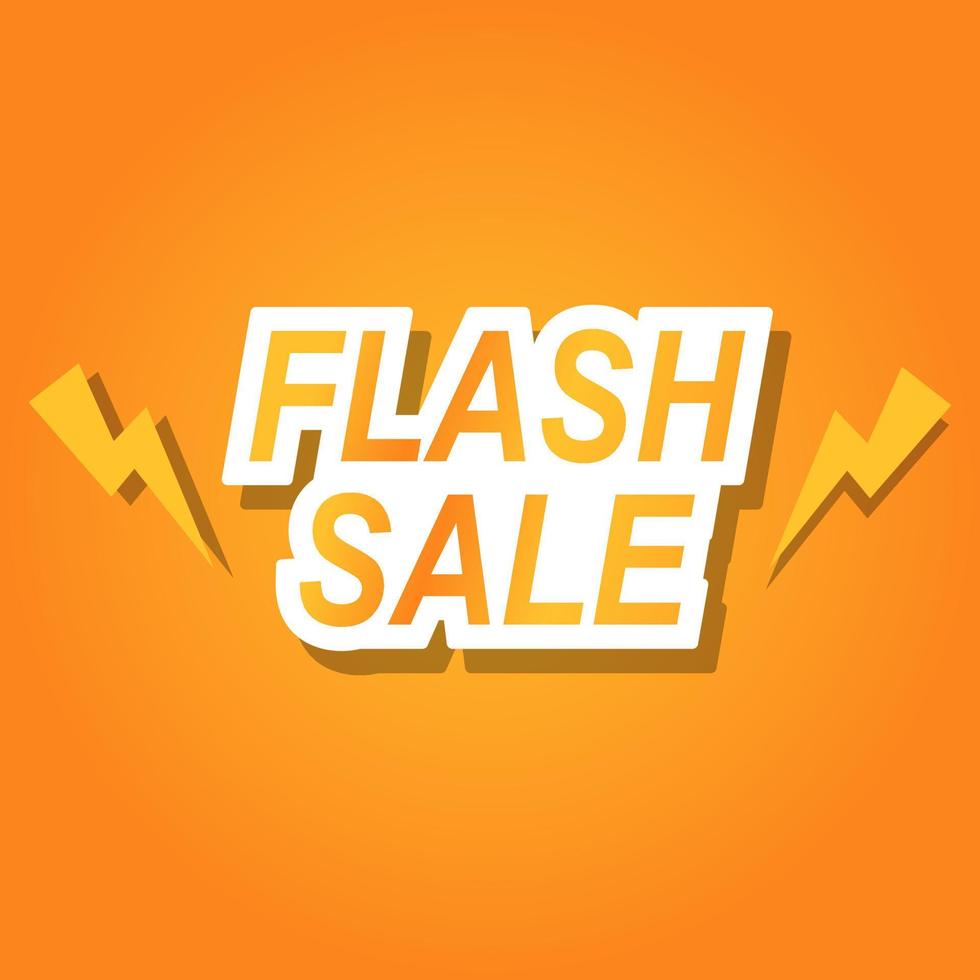 flash sale banner with thunder symbol on orange color background vector