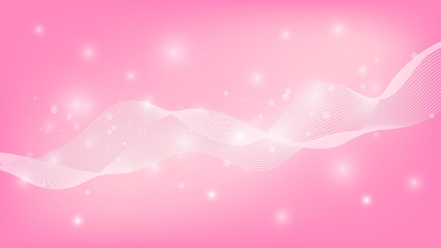 abstract smooth curve line on pink gradient lighting color background vector