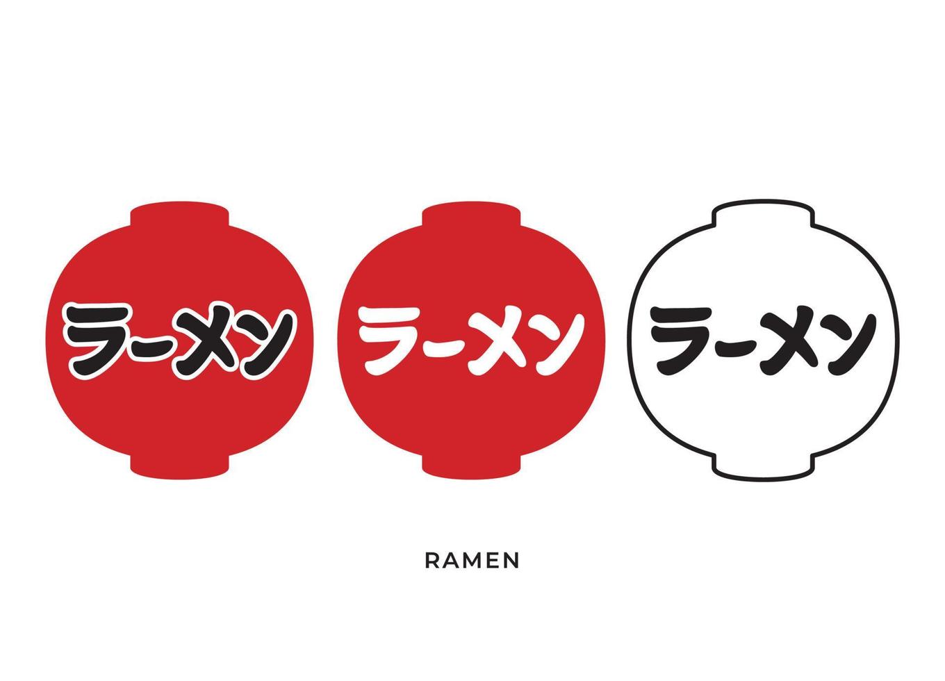 Set vector illustration silhoutte japanese paper lantern shop signs. Used in the Japanese restaurant, it is a traditional sign. This paper lantern is ramen shop sign.