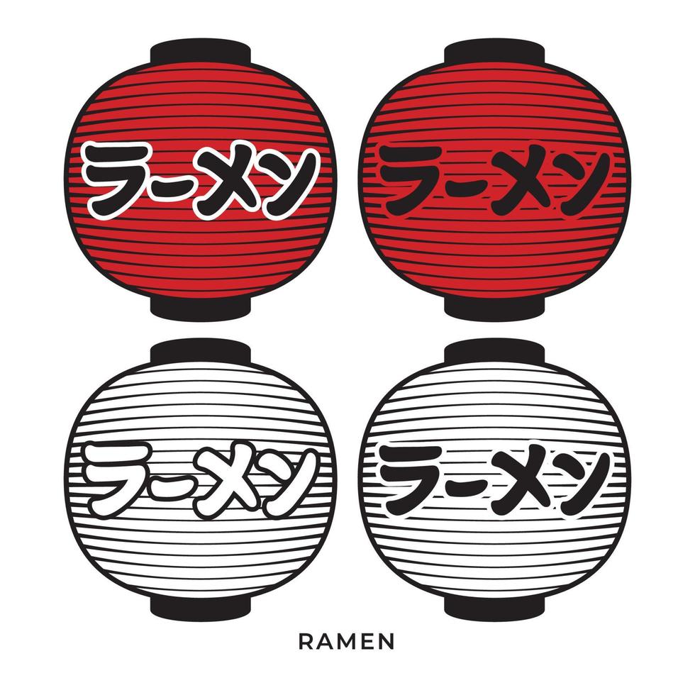 ilustración vectorial carteles de tiendas de farolillos de papel japoneses. utilizado en el restaurante japonés, es un signo tradicional. esta linterna de papel es un letrero de tienda de ramen. vector