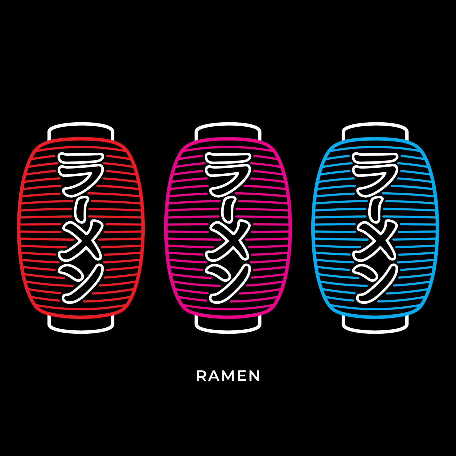 Vector illustration Japanese paper lantern neon sign. Used in the