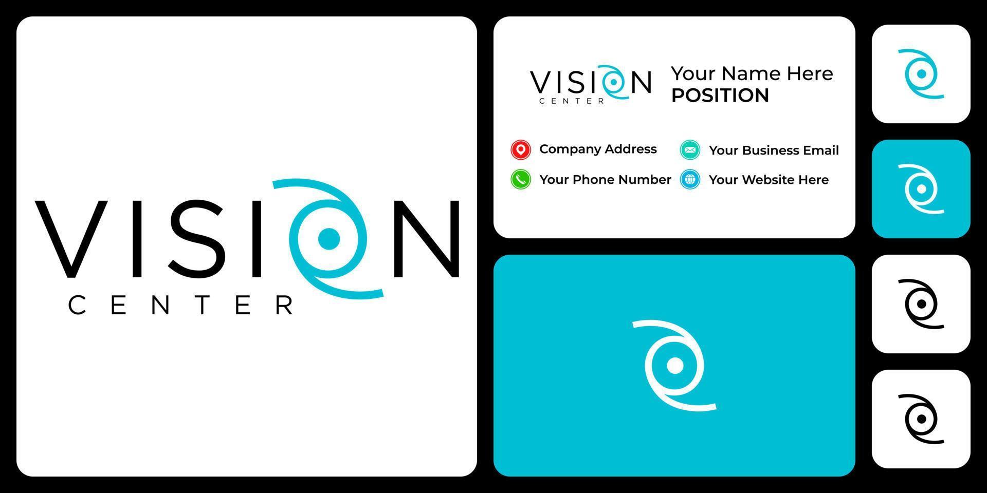 Letter O monogram vision logo design with business card template. vector