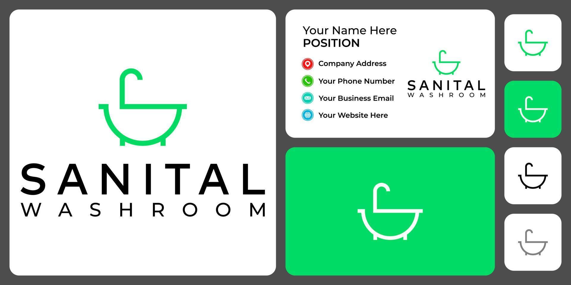 Letter S monogram bathtub logo design with business card template. vector