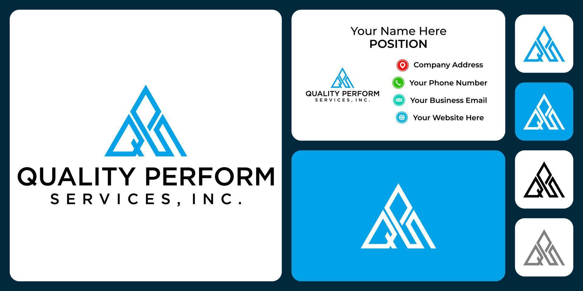 Letter Q P S monogram business logo design with business card template. vector
