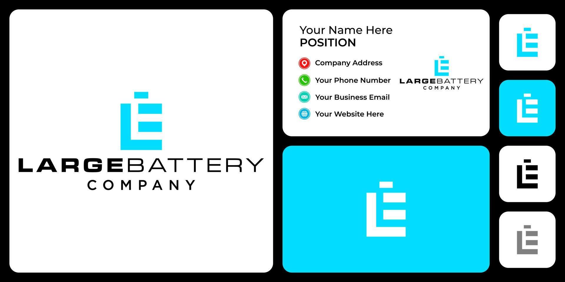 diseño de logotipo de batería de monograma de letra lb con plantilla de tarjeta de visita. vector