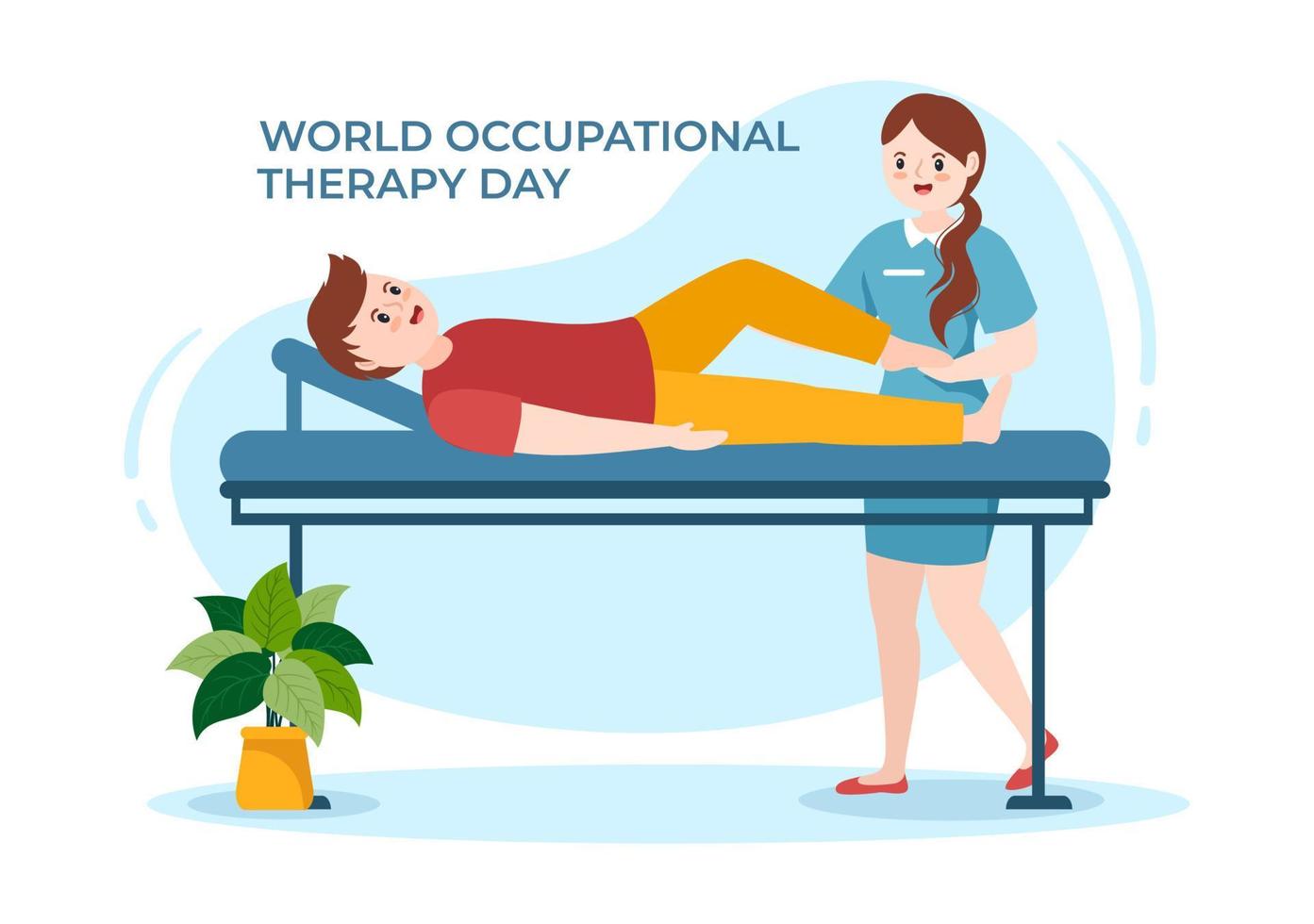 World Occupational Therapy Day Celebration Hand Drawn Cartoon Flat Illustration with Physical Therapists to Maintain and Recover Health vector
