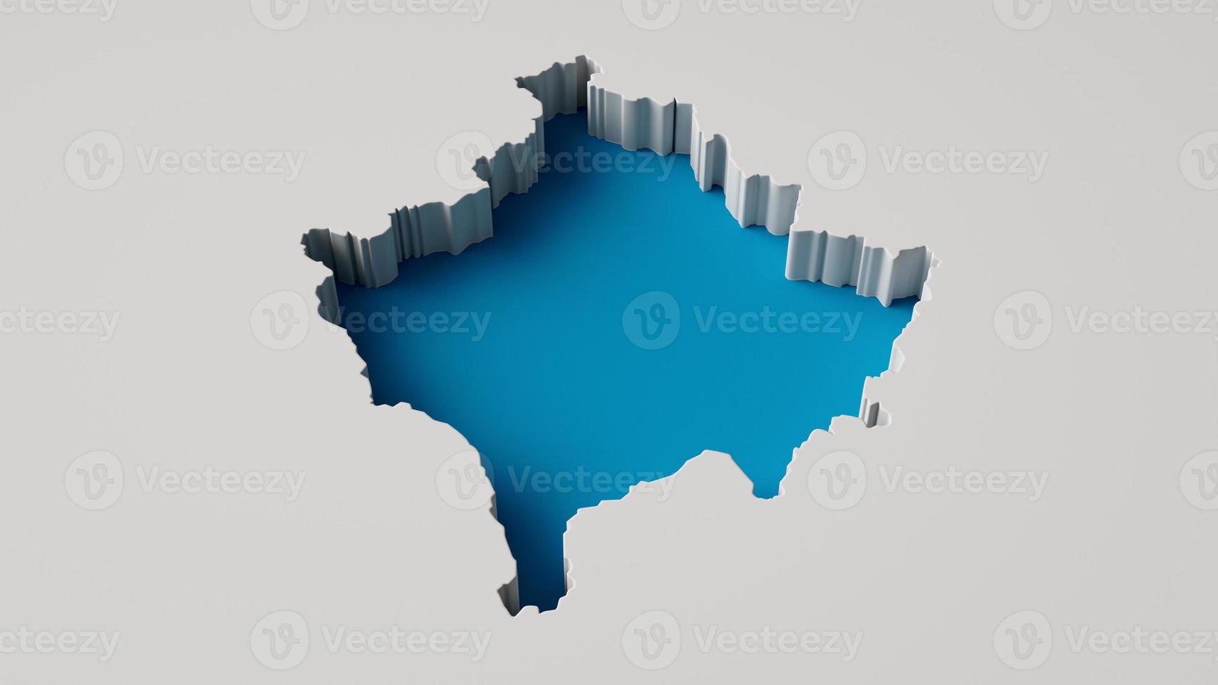 Republic of Kosovo Map 3d inner extrude map Sea Depth with inner shadow. photo