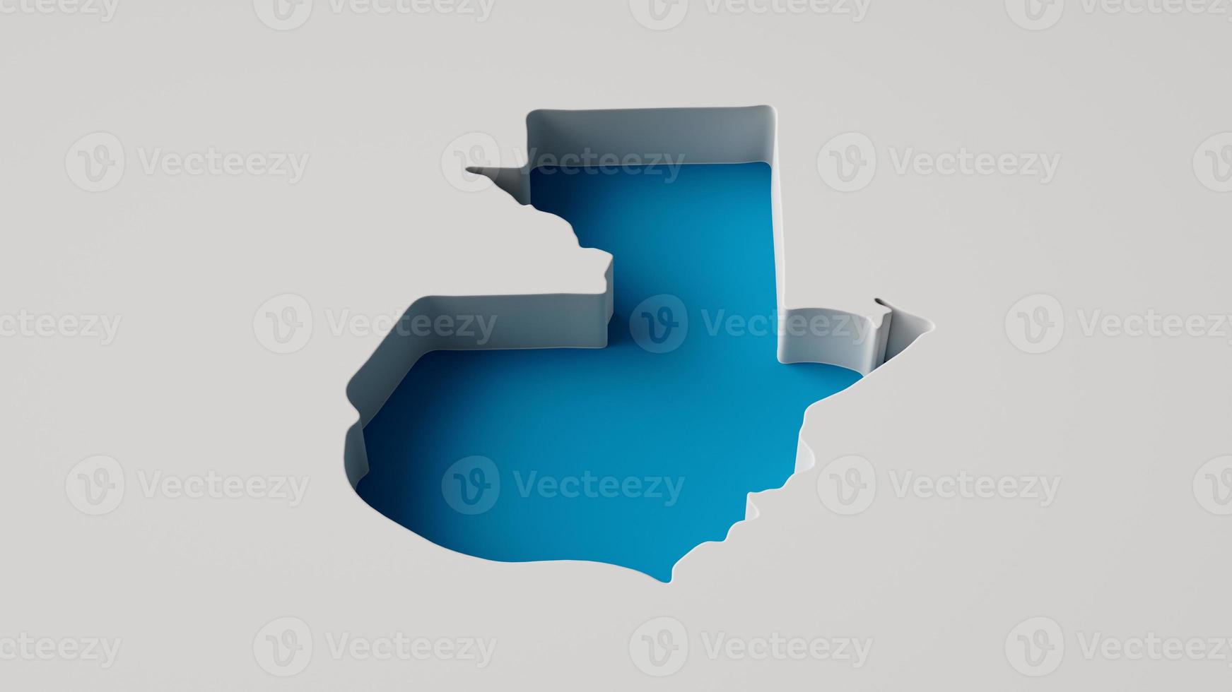 Country shape of Guatemala 3d illustration Map 3d inner extrude map Sea Depth with inner shadow. For web and print photo