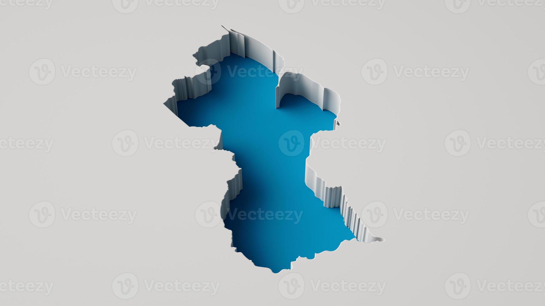 3d illustration of Guyana Map 3d inner extrude map Sea Depth with inner shadow. photo