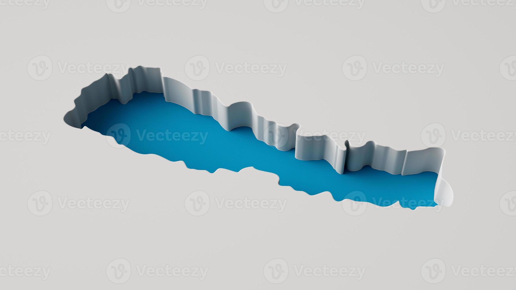 Nepal Map's 3d illustration 3d inner extrude map Sea Depth with inner shadow. isolated on gray background photo