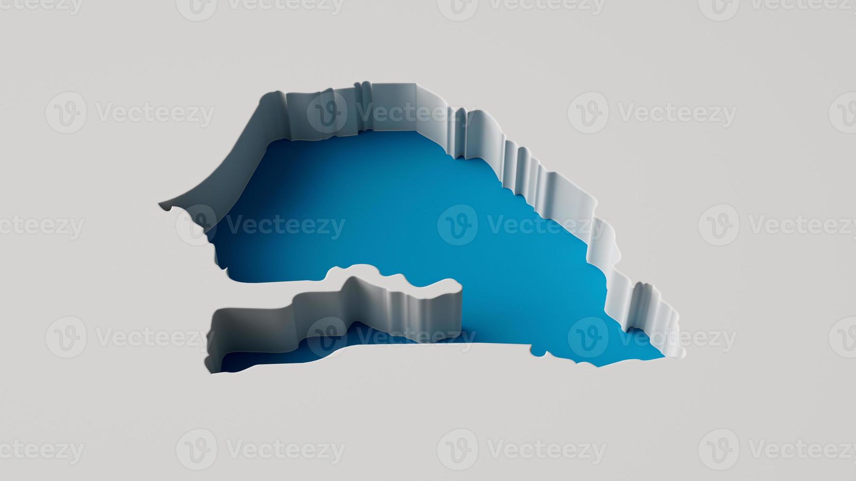 mapa de ilustración 3d de senegal mapa de extrusión interior 3d profundidad del mar con sombra interior foto