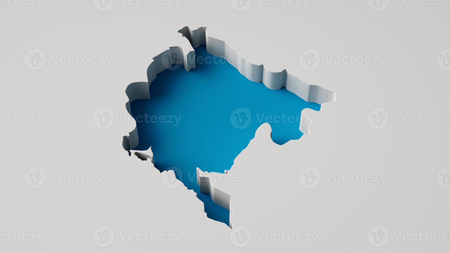 3d illustration of Montenegro Map 3d inner extrude map Sea Depth with inner shadow. photo