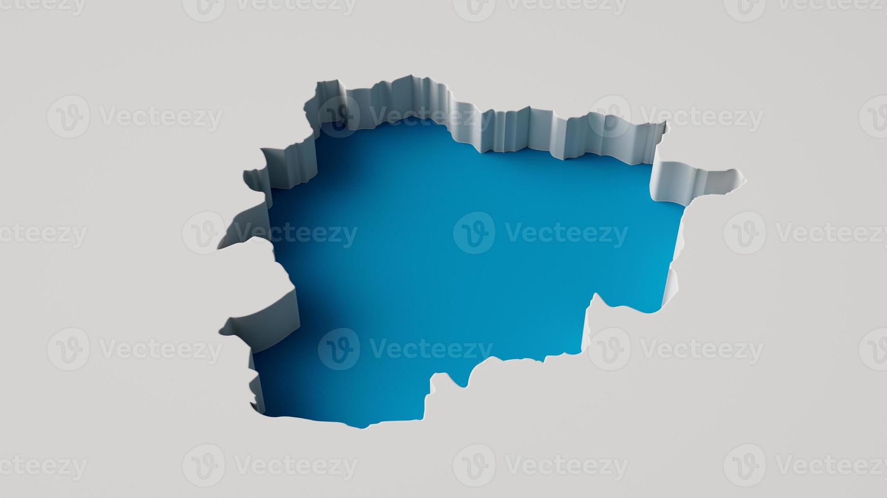 Blue 3d illustration map of Andorra inner extrude map Sea Depth with inner shadow. photo