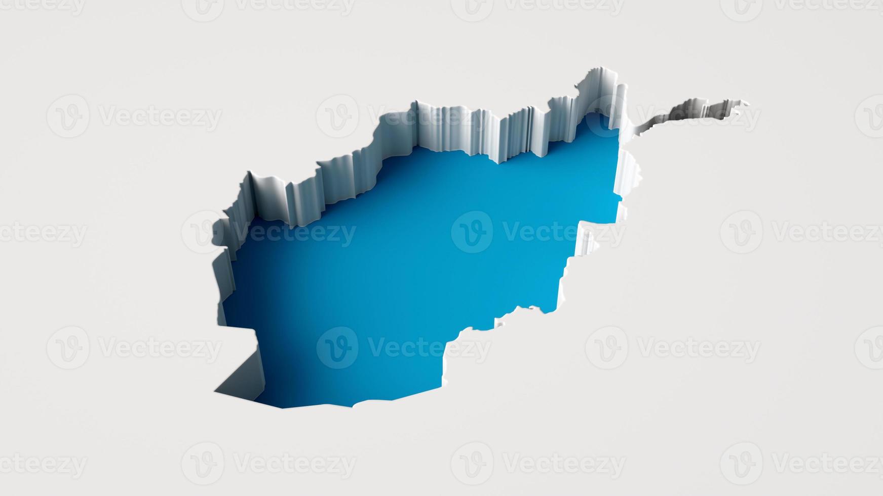 3d illustration of Afghanistan Map 3d inner extrude map Sea Depth with inner shadow. photo