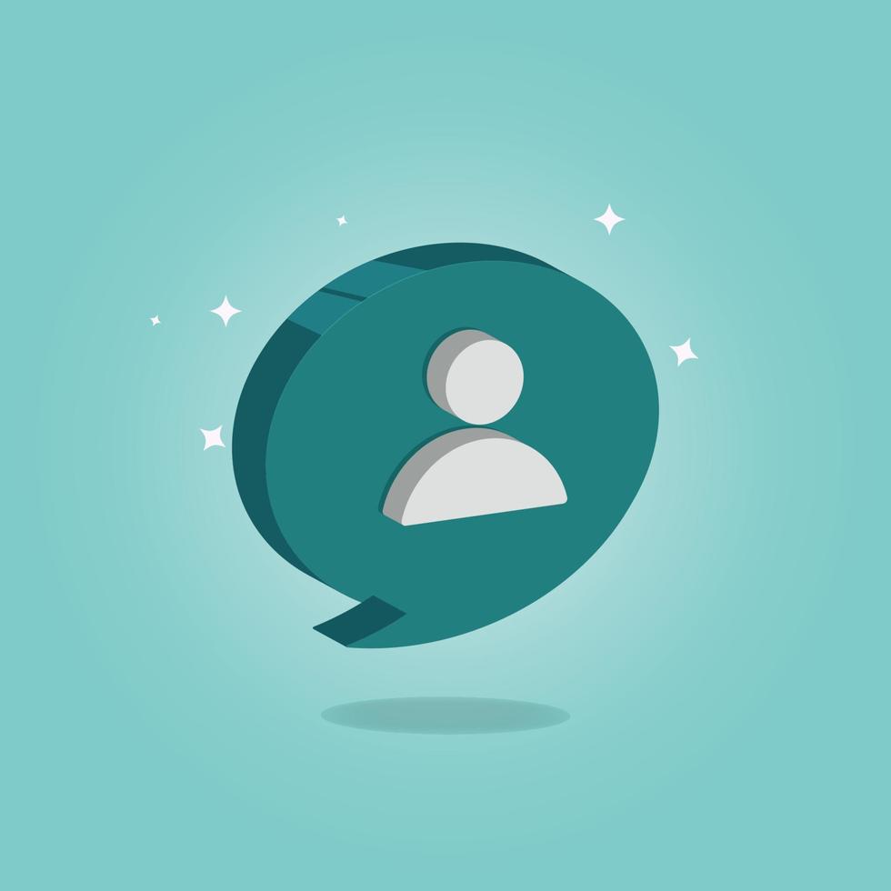 Follower icon in 3d speech bubble vector illustration