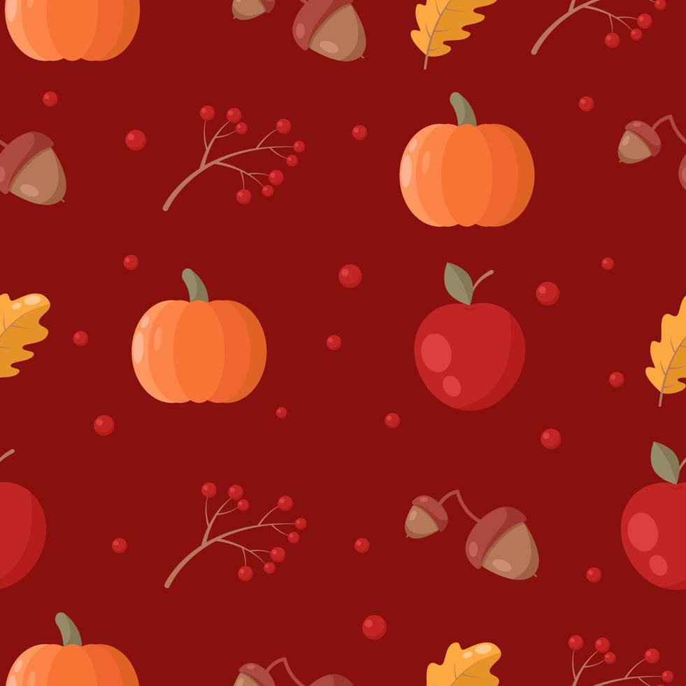 seamless, vector, otoño, patrón, calabazas, con, manzanas vector