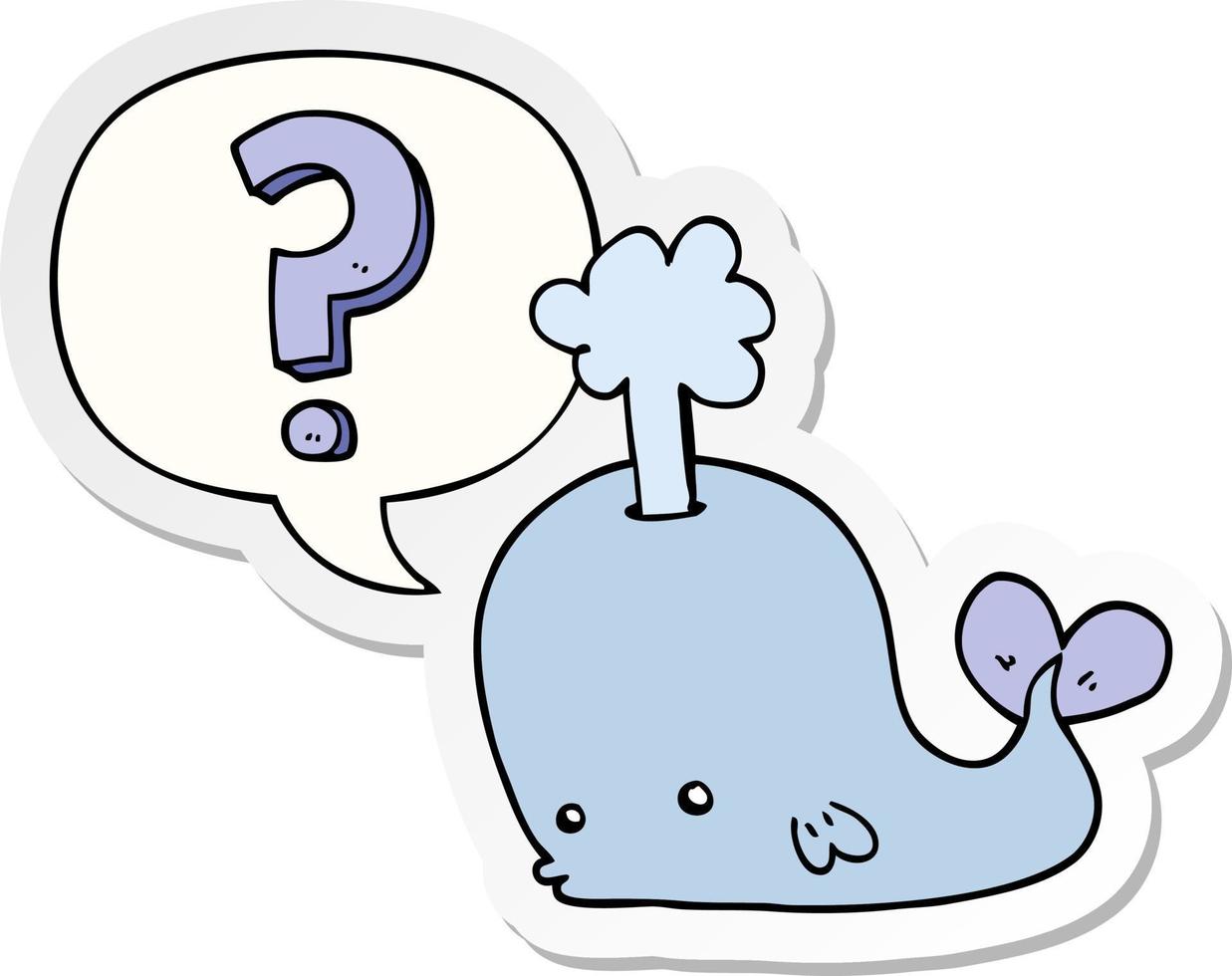 cartoon curious whale and speech bubble sticker vector