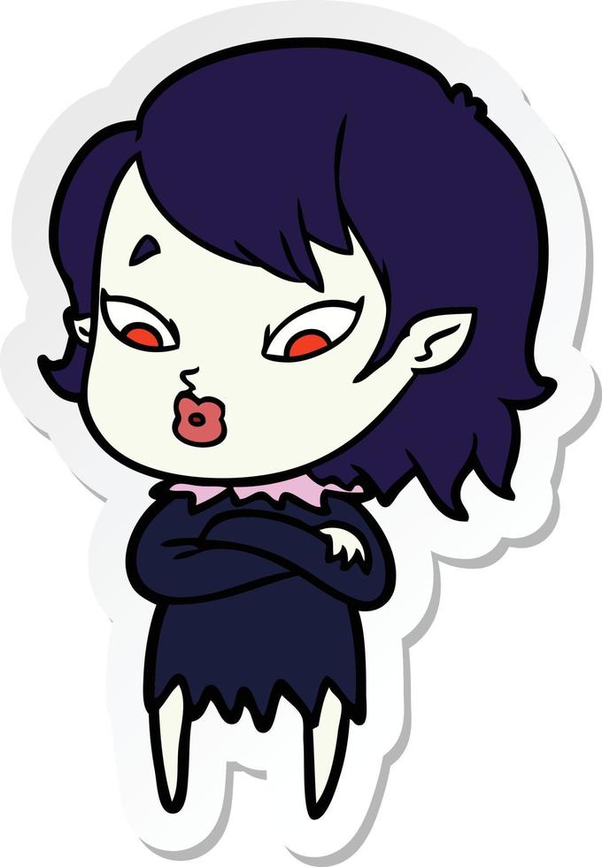 sticker of a cute cartoon vampire girl vector