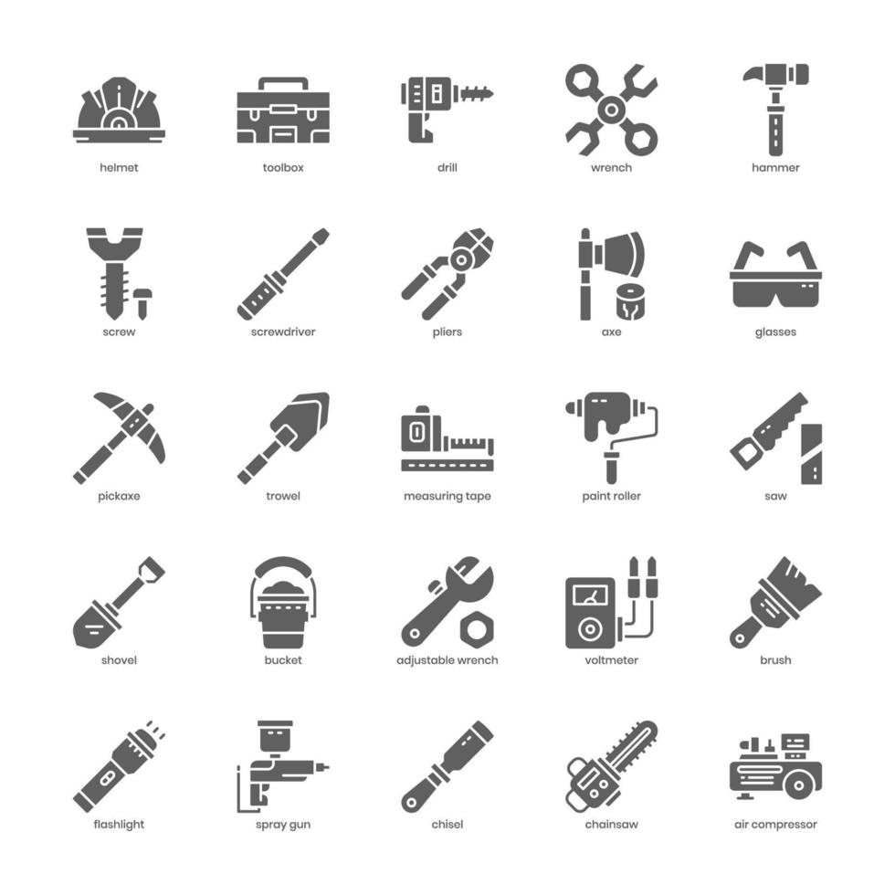 Mechanic Tool icon pack for your website design, logo, app, UI. Mechanic Tool icon glyph design. Vector graphics illustration and editable stroke.