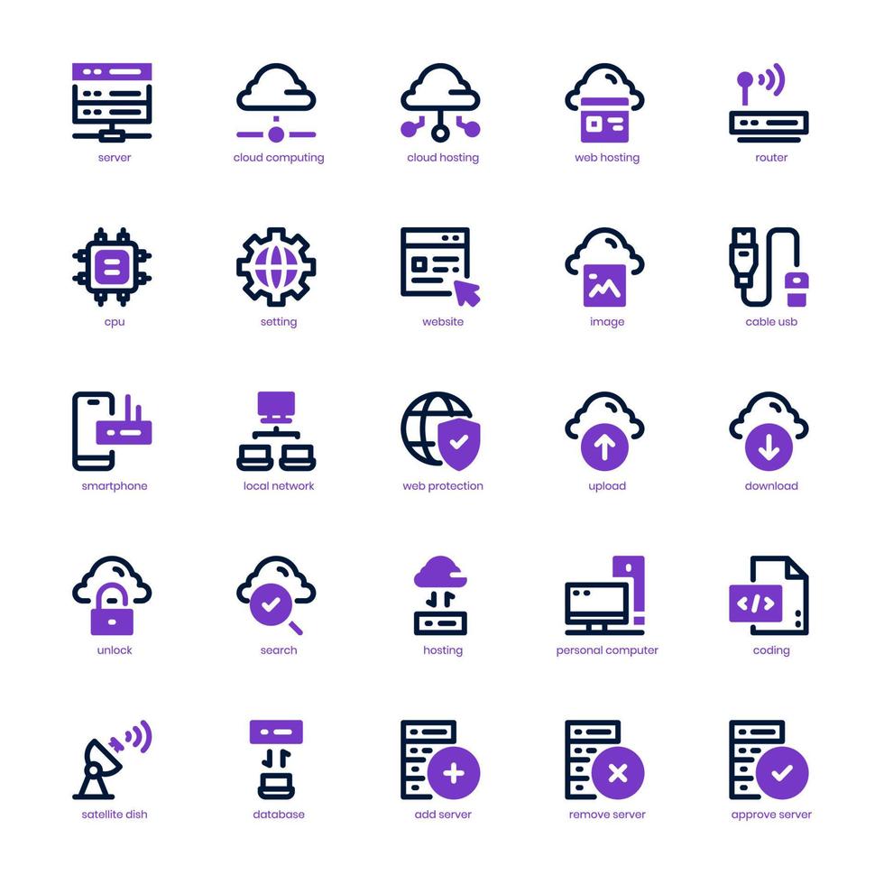 Web Hosting icon pack for your website, mobile, presentation, and logo design. Web Hosting icon mixed line and solid design. Vector graphics illustration and editable stroke.