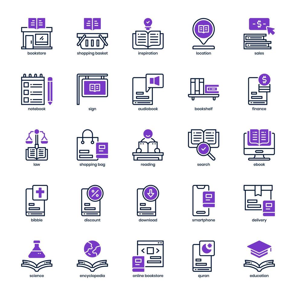Book Store icon pack for your website design, logo, app, UI. Book Store icon mix line and solid design. Vector graphics illustration and editable stroke.