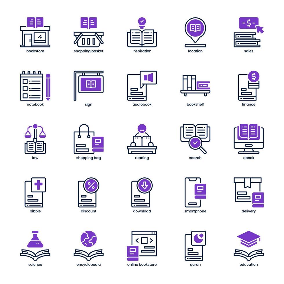 paquete de iconos de la tienda de libros para el diseño de su sitio web, logotipo, aplicación, ui. línea de mezcla de iconos de librería y diseño sólido. ilustración de gráficos vectoriales y trazo editable. vector