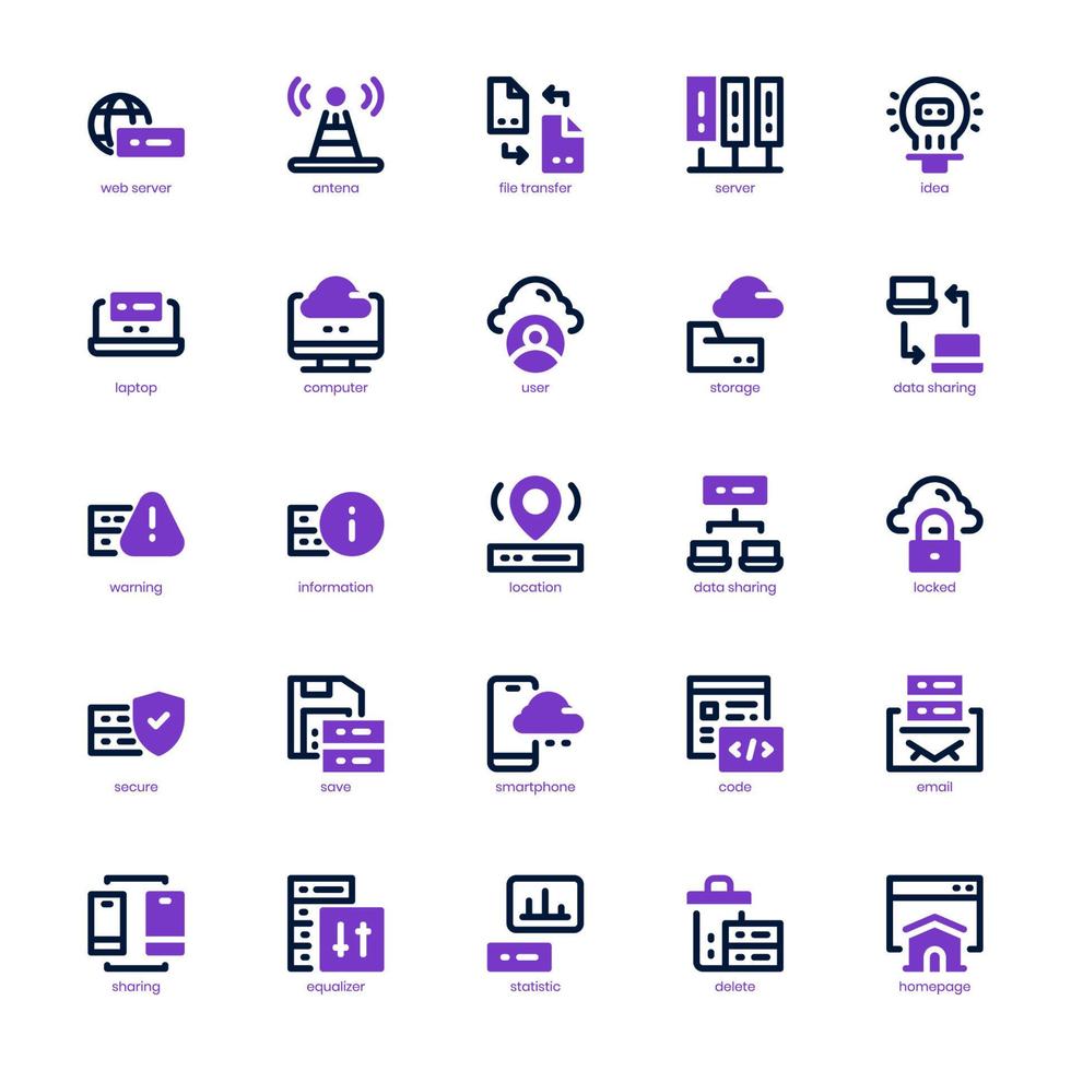Web Hosting icon pack for your website, mobile, presentation, and logo design. Web Hosting icon mixed line and solid design. Vector graphics illustration and editable stroke.